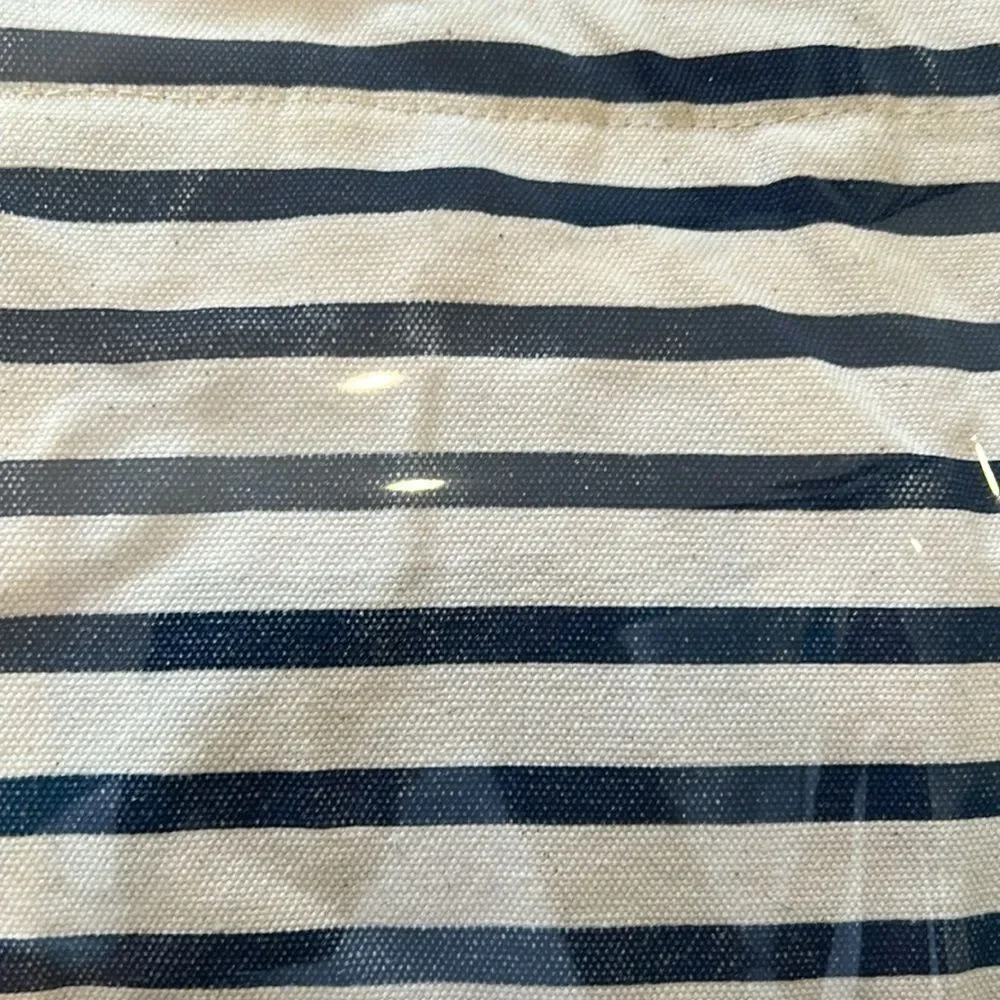 Baggu + West Elm Striped Tote Crossbody strap with gold bottom R painted on